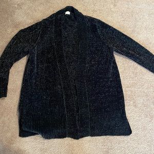 Black fuzzy chenille knit sweater